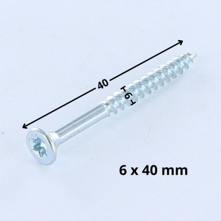 1 x Agglo houtschroeven gefreesde kop TORX T25 6X40 Wit verzinkt staal