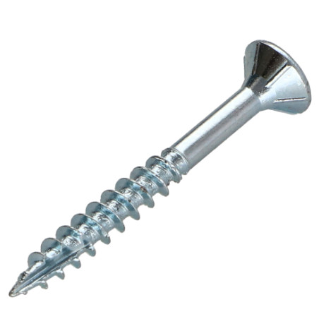 1 x TEKOR houtschroeven gefreesde kop kartel 4X45 bedraad op 27 TORX T20 Wit verzinkt staal anti-splijtpunt type 17 cut