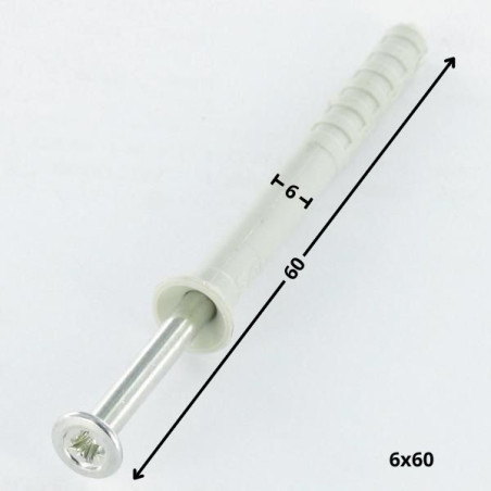 1 x Plug gefreesde kop met nagel Wit verzinkt staal 6X60