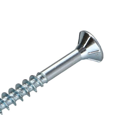 1 x TEKOR houtschroeven gefreesde kop kartel 4X45 bedraad op 27 TORX T20 Wit verzinkt staal anti-splijtpunt type 17 cut