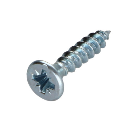 1 x Agglo houtschroeven gefreesde kop Pozi PZ6 2,5X16 volledige draad Wit verzinkt staal microschroeven