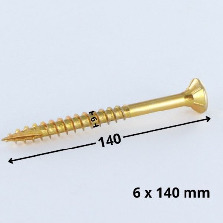 1 x TEKOR houtschroeven gefreesde kop kartel 6X140 bedraad op 70 TORX T30 ZBCR3+ anti-splijtpunt type 17 cut