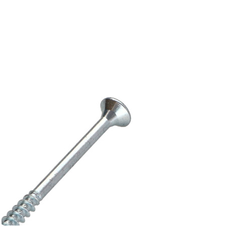 1 x TEKOR houtschroeven gefreesde kop kartel 6X80 bedraad op 48 TORX T30 Wit verzinkt staal anti-splijtpunt type 17 cut