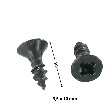 1 x Agglo houtschroeven gefreesde kop Pozi PZ7 3,5 x 10 volledige draad Zwart gegalvaniseerd staal