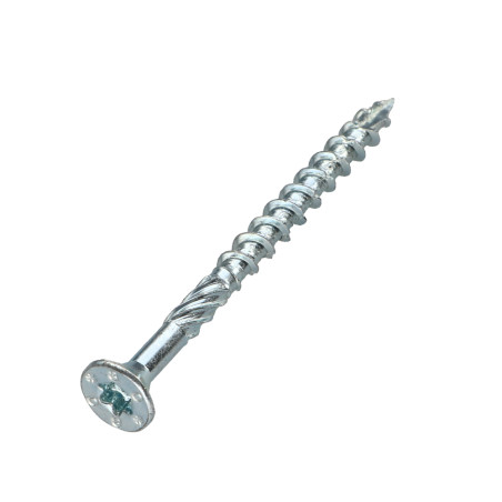 1 x Frameschroef TEKOR gefreesde kop kartel TORX T25 5X90 bedraad op 47 anti-splijtpunt type 17 cut Wit verzinkt staal