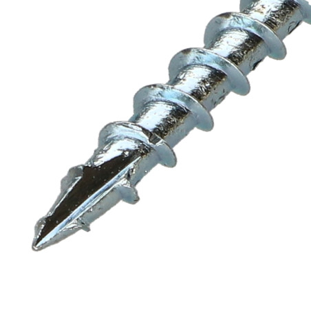 1 x Frameschroef TEKOR gefreesde kop kartel TORX T25 5X100 bedraad op 50 anti-splijtpunt type 17 cut Wit verzinkt staal