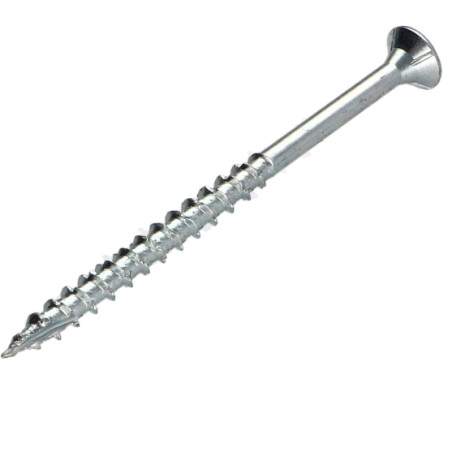 1 x Agglo houtschroeven gefreesde kop TORX T25 4,5X60 bedraad op 36 Wit verzinkt staal