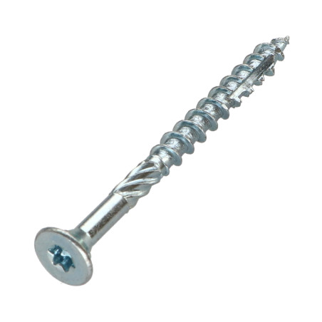 1 x Frameschroef TEKOR gefreesde kop kartel TORX T30 6X70 bedraad op 40 anti-splijtpunt type 17 cut Wit verzinkt staal