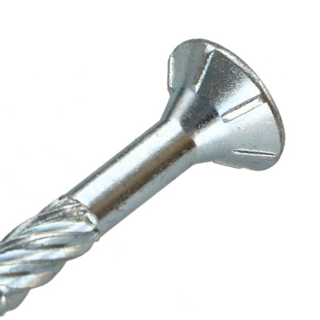 1 x Frameschroef TEKOR gefreesde kop kartel TORX T30 6X70 bedraad op 40 anti-splijtpunt type 17 cut Wit verzinkt staal