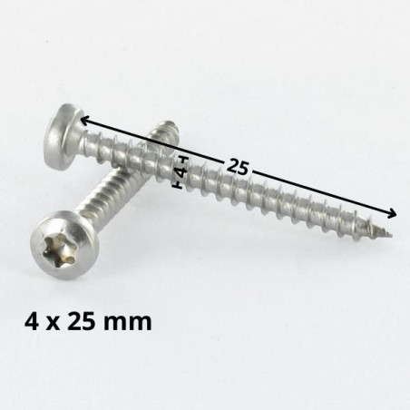1 x Agglo houtschroeven ronde kop 4X25 TORX T20 Wit verzinkt staal
