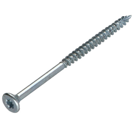 1 x TEKOR houtschroeven gefreesde kop kartel 6X60 bedraad op 36 TORX T30 Wit verzinkt staal anti-splijtpunt type 17 cut