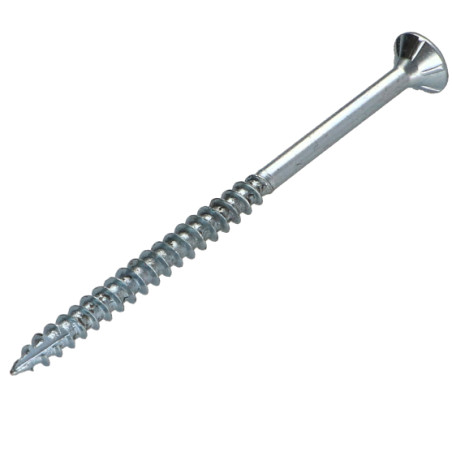 1 x TEKOR houtschroeven gefreesde kop kartel 6X60 bedraad op 36 TORX T30 Wit verzinkt staal anti-splijtpunt type 17 cut