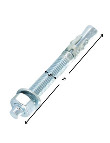 1 x Bout Verankering M8X75 Wit verzinkt staal