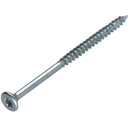1 x TEKOR houtschroeven gefreesde kop kartel 6X70 bedraad op 42 TORX T30 Wit verzinkt staal anti-splijtpunt type 17 cut