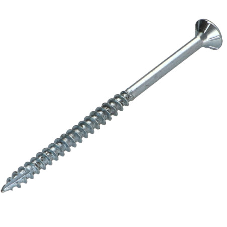 1 x TEKOR houtschroeven gefreesde kop kartel 6X70 bedraad op 42 TORX T30 Wit verzinkt staal anti-splijtpunt type 17 cut