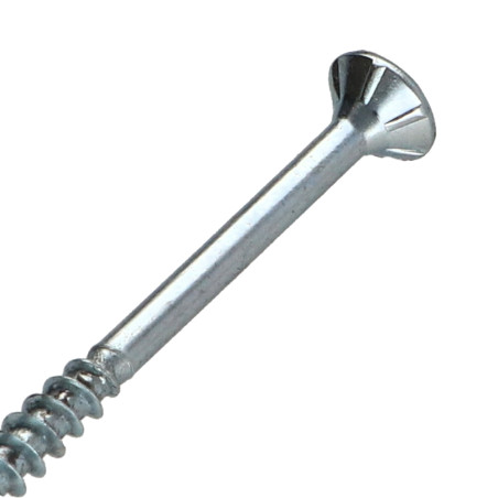 1 x TEKOR houtschroeven gefreesde kop kartel 6X70 bedraad op 42 TORX T30 Wit verzinkt staal anti-splijtpunt type 17 cut