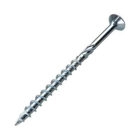 1 x Frameschroef TEKOR gefreesde kop kartel TORX T40 8X100 bedraad op 60 anti-splijtpunt type 17 cut Wit verzinkt staal