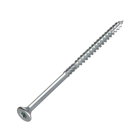 1 x TEKOR houtschroeven gefreesde kop kartel 5X100 bedraad op 60 TORX T25 Wit verzinkt staal anti-splijtpunt type 17 cut