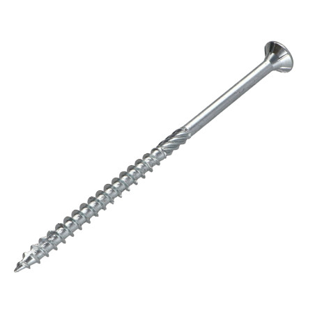 1 x TEKOR houtschroeven gefreesde kop kartel 5X100 bedraad op 60 TORX T25 Wit verzinkt staal anti-splijtpunt type 17 cut