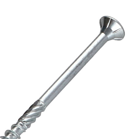 1 x TEKOR houtschroeven gefreesde kop kartel 5X100 bedraad op 60 TORX T25 Wit verzinkt staal anti-splijtpunt type 17 cut