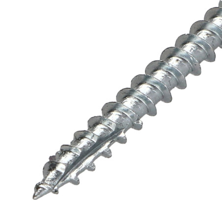 1 x TEKOR houtschroeven gefreesde kop kartel 5X100 bedraad op 60 TORX T25 Wit verzinkt staal anti-splijtpunt type 17 cut