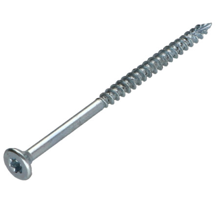 1 x TEKOR houtschroeven gefreesde kop kartel 5X70 bedraad op 42 TORX T25 Wit verzinkt staal anti-splijtpunt type 17 cut