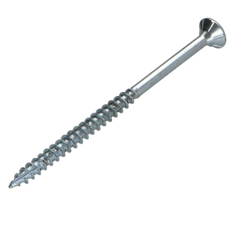1 x TEKOR houtschroeven gefreesde kop kartel 5X70 bedraad op 42 TORX T25 Wit verzinkt staal anti-splijtpunt type 17 cut
