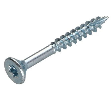 1 x TEKOR houtschroeven gefreesde kop kartel 4X35 bedraad op 21 TORX T20 Wit verzinkt staal anti-splijtpunt type 17 cut