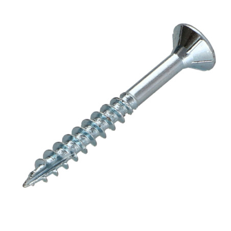 1 x TEKOR houtschroeven gefreesde kop kartel 4X35 bedraad op 21 TORX T20 Wit verzinkt staal anti-splijtpunt type 17 cut