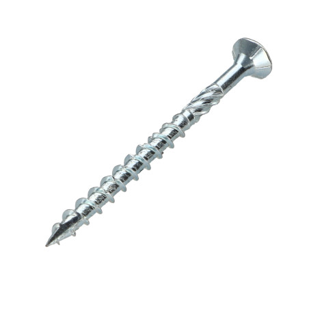 1 x Frameschroef TEKOR gefreesde kop kartel TORX T30 6X90 bedraad op 50 anti-splijtpunt type 17 cut Wit verzinkt staal