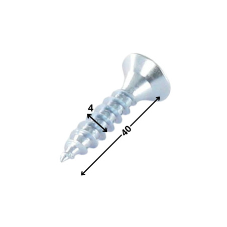 1 x Agglo houtschroeven gefreesde kop TORX T20 4X40 Wit verzinkt staal GLEITMO