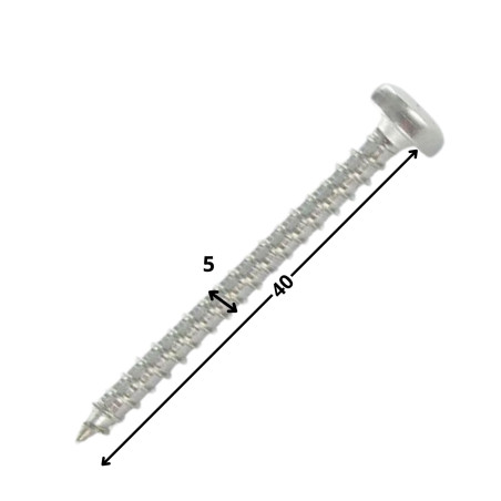 1 x Agglo houtschroeven ronde kop 5X40 TORX T25 Wit verzinkt staal