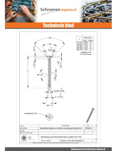 1 x Agglo houtschroeven gefreesde kop TORX T20...