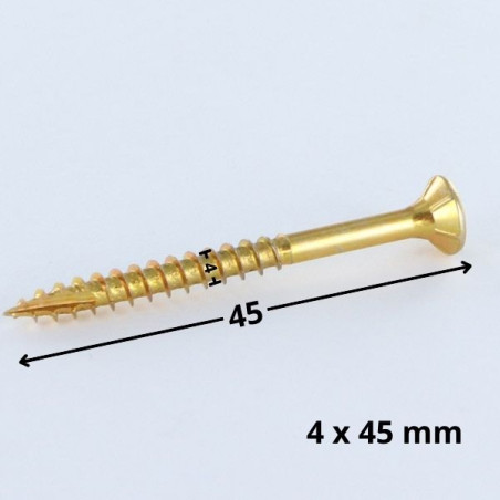 1 x TEKOR houtschroeven gefreesde kop kartel 4X45 bedraad op 27 TORX T20 ZBCR3+ anti-splijtpunt type 17 cut