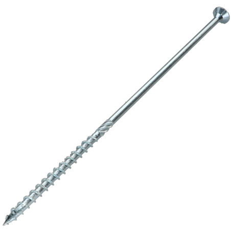 1 x Frameschroef TEKOR gefreesde kop kartel TORX T30 6X280 bedraad op 100 anti-splijtpunt type 17 cut Wit verzinkt staal