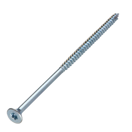 1 x TEKOR houtschroeven gefreesde kop kartel 5X120 bedraad op 70 TORX T25 Wit verzinkt staal anti-splijtpunt type 17 cut
