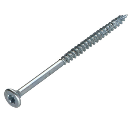 1 x TEKOR houtschroeven gefreesde kop kartel 5X60 bedraad op 36 TORX T25 Wit verzinkt staal anti-splijtpunt type 17 cut