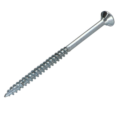 1 x TEKOR houtschroeven gefreesde kop kartel 5X60 bedraad op 36 TORX T25 Wit verzinkt staal anti-splijtpunt type 17 cut