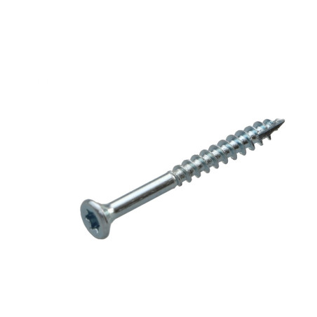 1 x TEKOR houtschroeven gefreesde kop kartel 4X35 TORX T20 kopdiameter 7 Wit verzinkt staal anti-splijtpunt type 17 cut