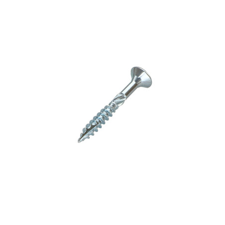 1 x Frameschroef TEKOR gefreesde kop kartel TORX T25 5X50 bedraad op 27 anti-splijtpunt type 17 cut Wit verzinkt staal