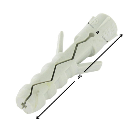 1 x Plug Nylon 8X40 zonder kraag