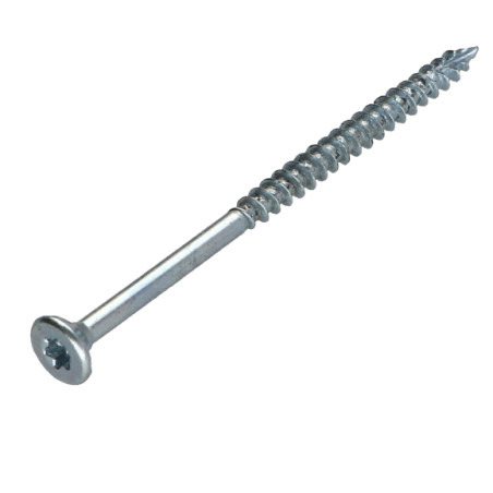 1 x TEKOR houtschroeven gefreesde kop kartel 3,5X60 bedraad op 36 TORX T15 Wit verzinkt staal anti-splijtpunt type 17 cut