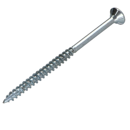 1 x TEKOR houtschroeven gefreesde kop kartel 3,5X60 bedraad op 36 TORX T15 Wit verzinkt staal anti-splijtpunt type 17 cut