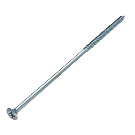 1 x Agglo houtschroeven gefreesde kop Pozi PZ8 6X160 gedeeltelijke draad Wit verzinkt staal