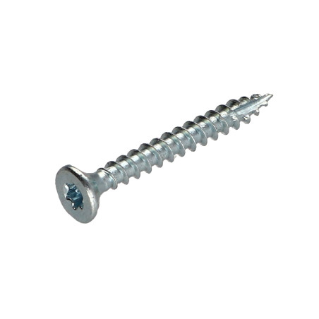 1 x TEKOR houtschroeven gefreesde kop kartel 4X30 TORX T20 Wit verzinkt staal 96 uren zoutnevel zonder witte roest