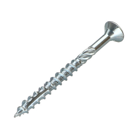 1 x Frameschroef TEKOR gefreesde kop kartel TORX T25 5X70 bedraad op 37 anti-splijtpunt type 17 cut Wit verzinkt staal