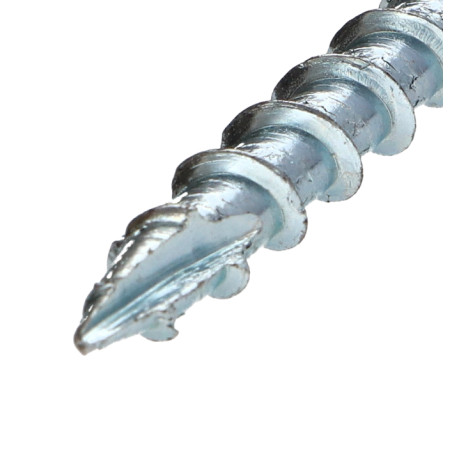 1 x TEKOR houtschroeven schijfkop TORX T30 anti-splijtpunt type 17 cut 6X70 gedeeltelijke draad Wit verzinkt staal