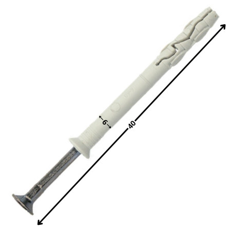 1 x Plug gefreesde kop met nagel Wit verzinkt staal 6X40