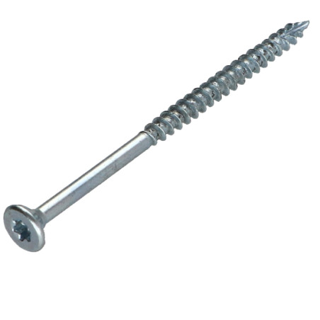 1 x TEKOR houtschroeven gefreesde kop kartel 4,5X70 bedraad op 42 TORX T25 Wit verzinkt staal anti-splijtpunt type 17 cut