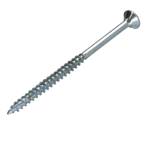 1 x TEKOR houtschroeven gefreesde kop kartel 4,5X70 bedraad op 42 TORX T25 Wit verzinkt staal anti-splijtpunt type 17 cut